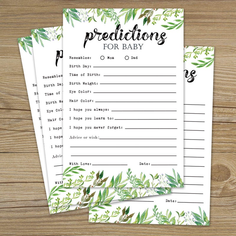 Giftideaworkshop 25 Greenery Advice and Prediction Cards for Baby Shower Game, New Mom and Dad Card or Mommy and Daddy To Be for Girl or Boy Babies, New Parent , Fun Gender Neutral Shower Party Favors. - Image 5
